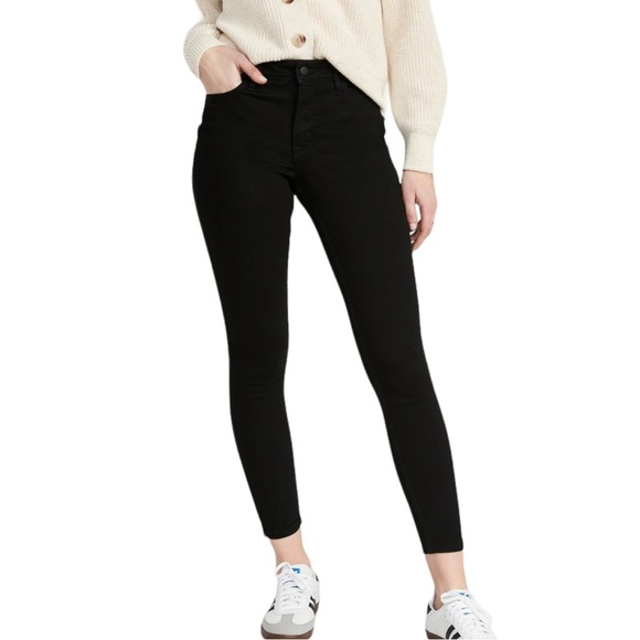 NEW Old Navy Black Velvet High Rise Rockstar Super Skinny Jeans Pants - Picture 1 of 7